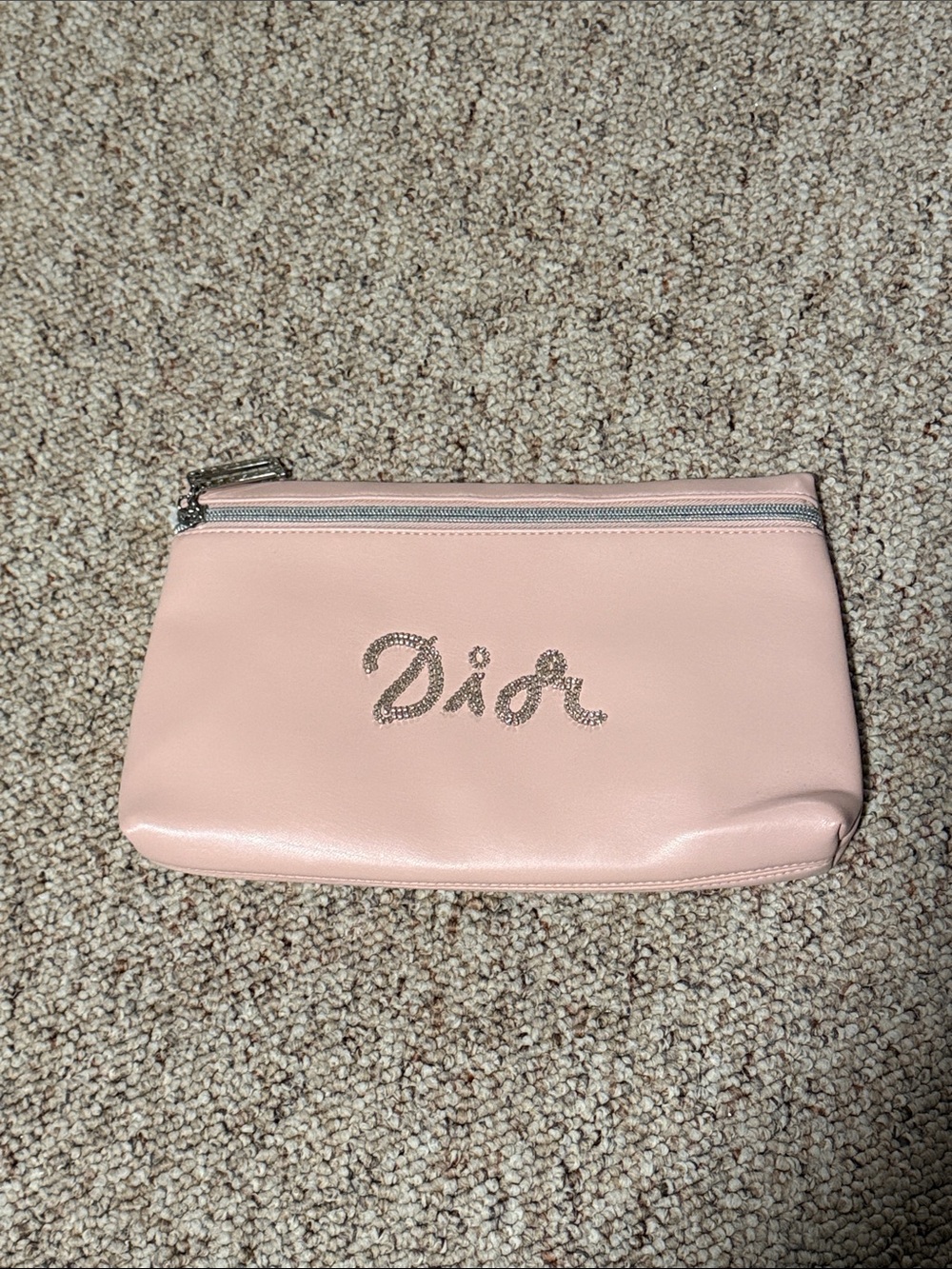 New Dior Blush Pink Leather Cosmetic Pouch with Logo Detail